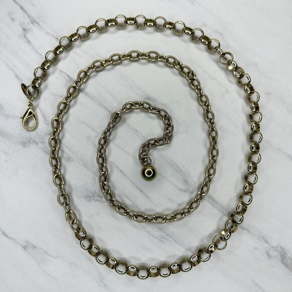 Skinny Hoop Gold Tone Metal Chain Link Belt One Size (OS) Y2K Minimalist ✨ - Picture 1 of 13